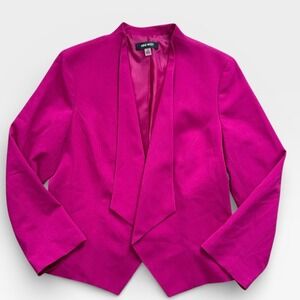 Nine West Women's‎ Blazer Jacket Fuchsia Pink Collarless Waterfall Drape Size 10